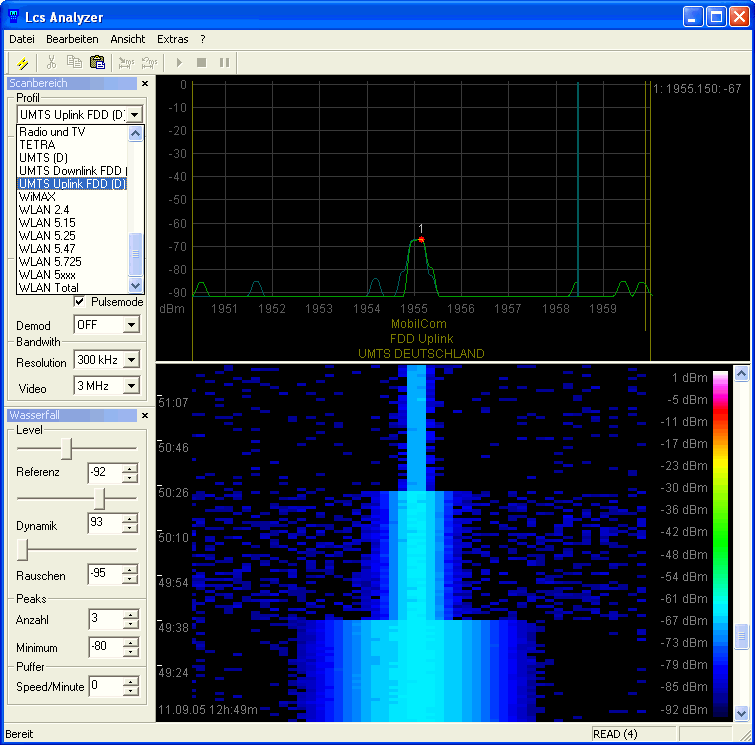 Graphical display of filter bandwidth